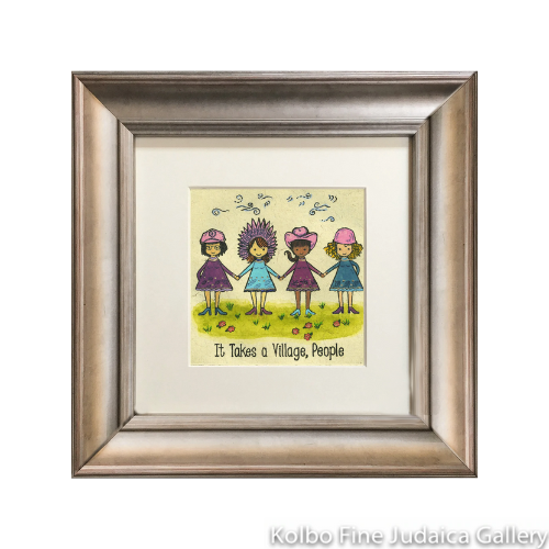 It Takes a Village, Mini, Hand-Painted, Framed