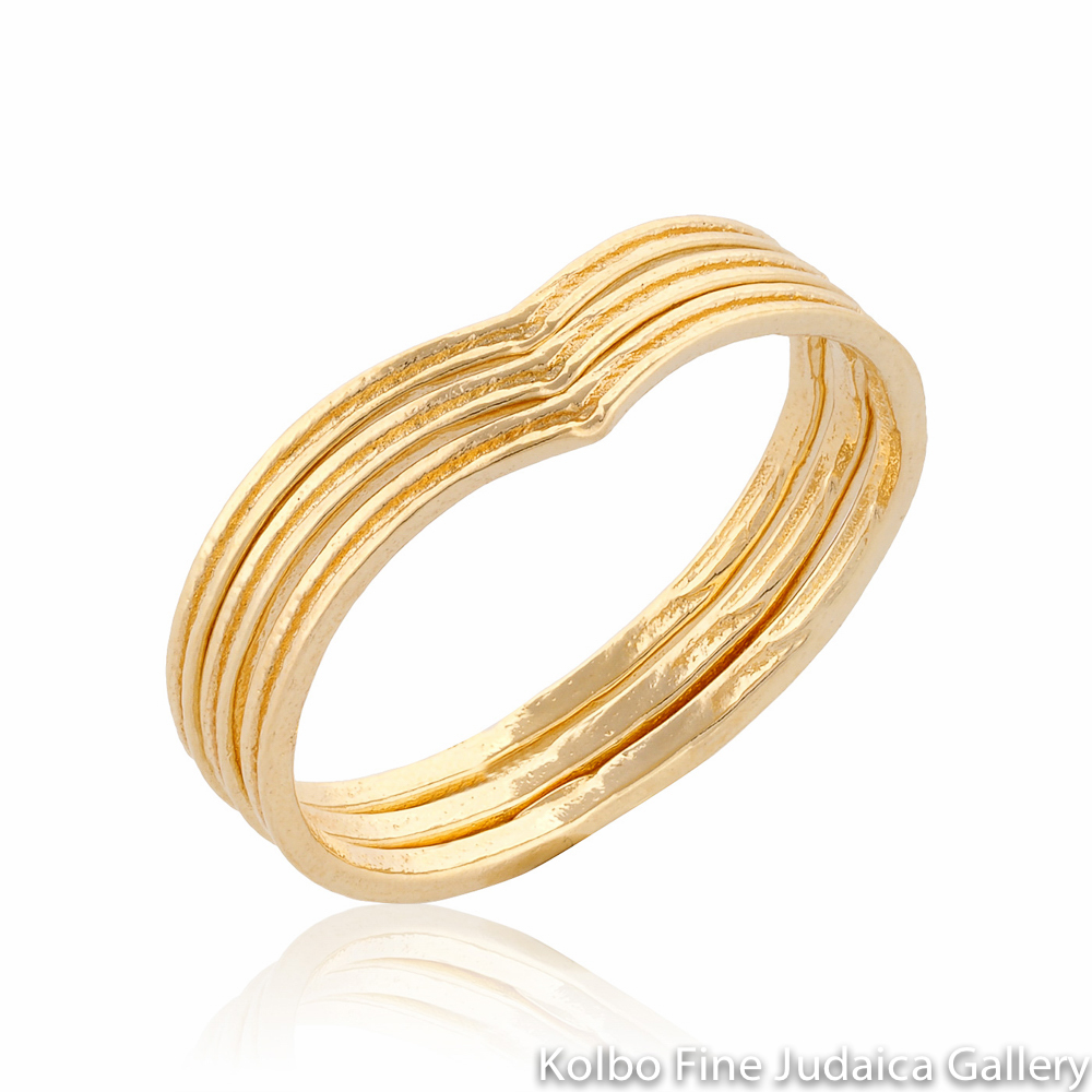 Ring Set, Thin, Gold-Filled Bands, Nesting Chevron Design