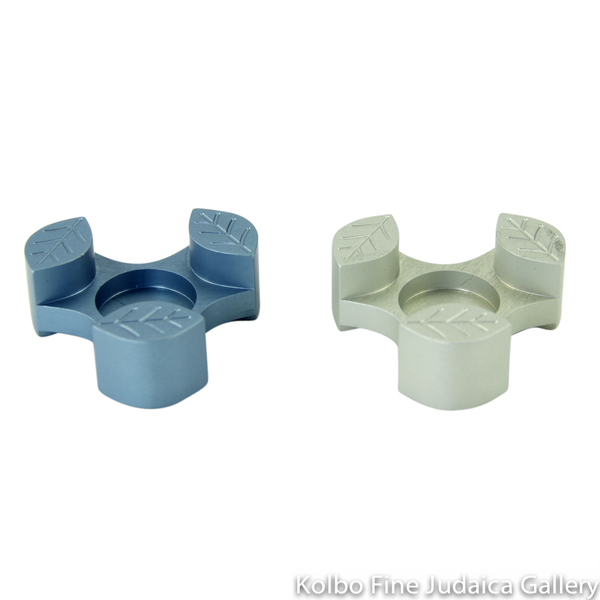 Interlocking Candlesticks Traveling Candlesticks, Interlocking Leaf Design, Teal and Gray Anodiz ...