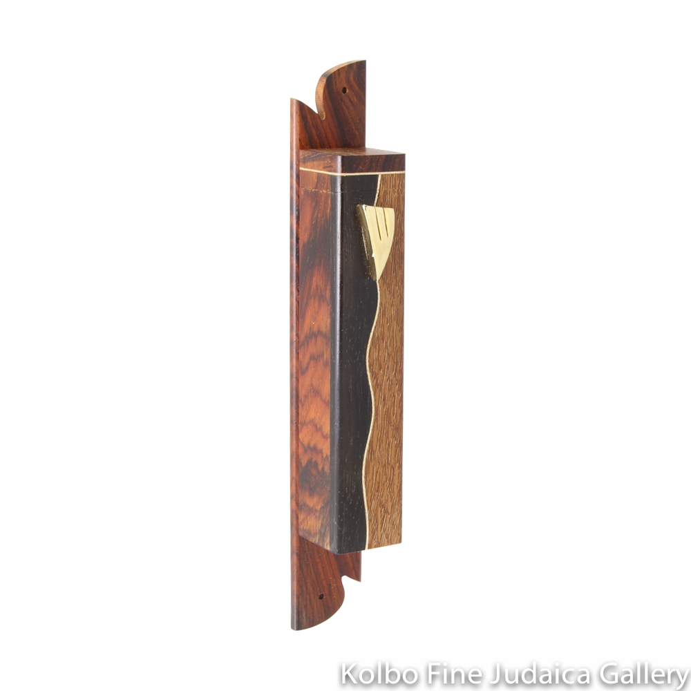 Mezuzah, Two-Tone Wave Design, Ebony and Lacewood
