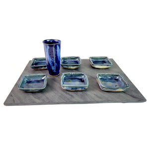 Seder Plate and Cup Set, Hand Formed Cup and Dishes on Natural Slate, One of a Kind