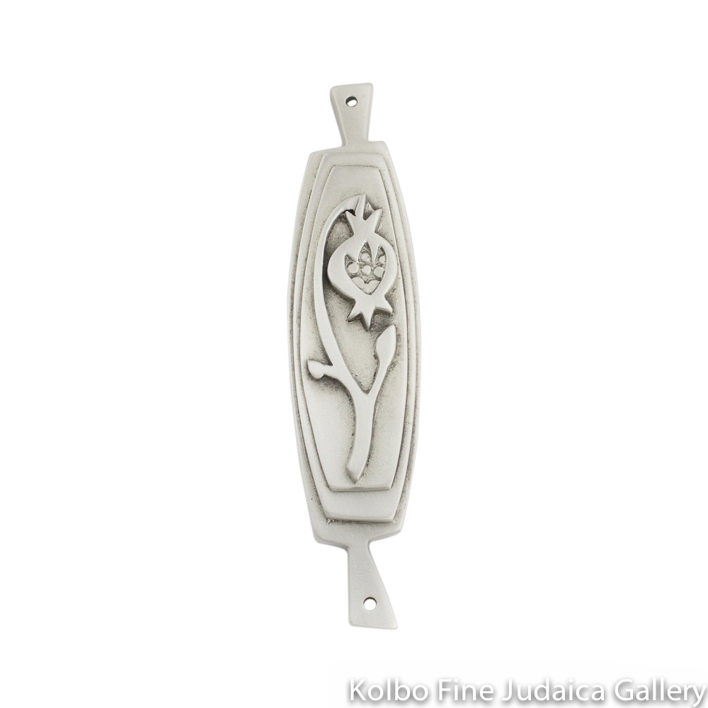 Mezuzah, Pomegranate Design in Pewter