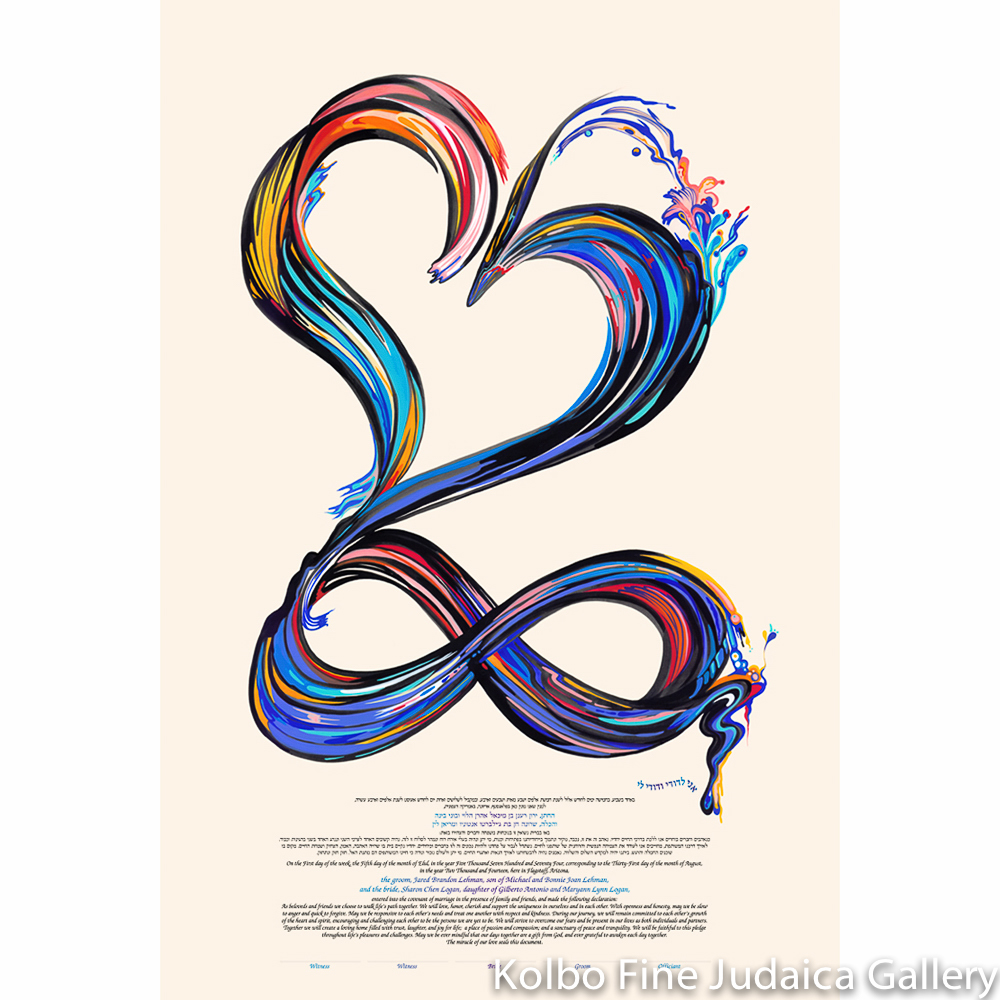 Infinite Love Ketubah, Text Outside the Heart