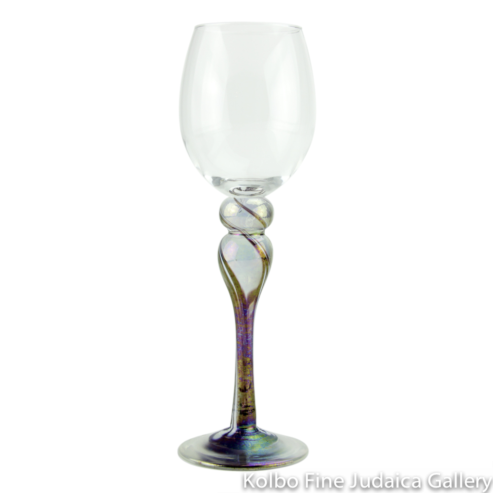 Kiddush Cup, Mardi Gras Design, Hand-Blown Glass