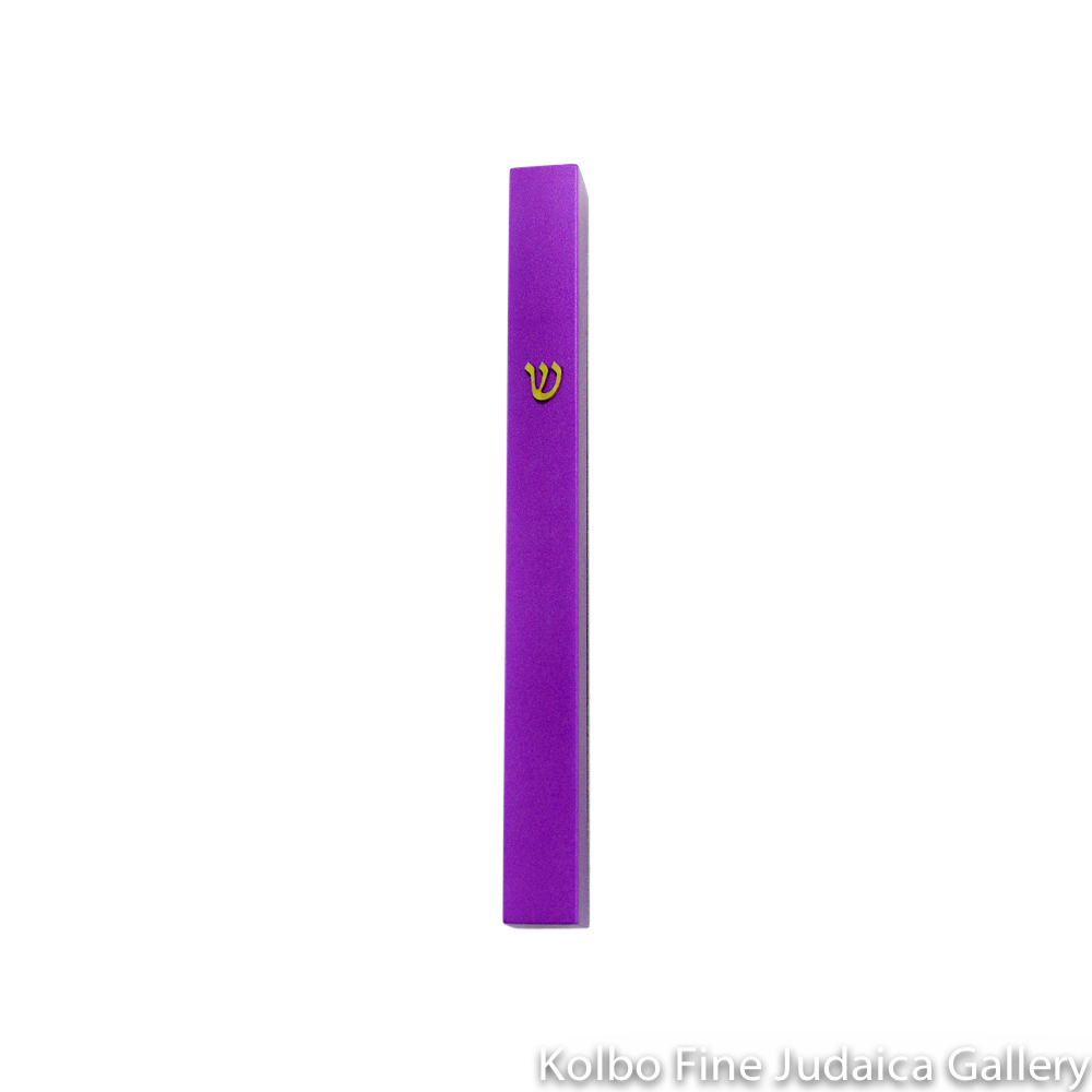 Mezuzah, Thin, Purple, Anodized Aluminum with Shin