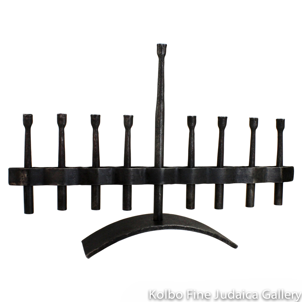 Menorah, Architectural Design, Wrought Iron Kolbo Fine Judaica Gallery