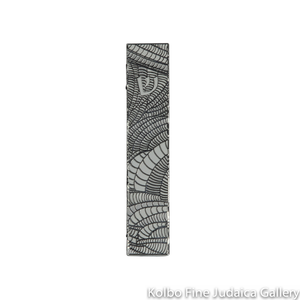 Mezuzah, Cut Out Wave, Stainless Steel on White Background