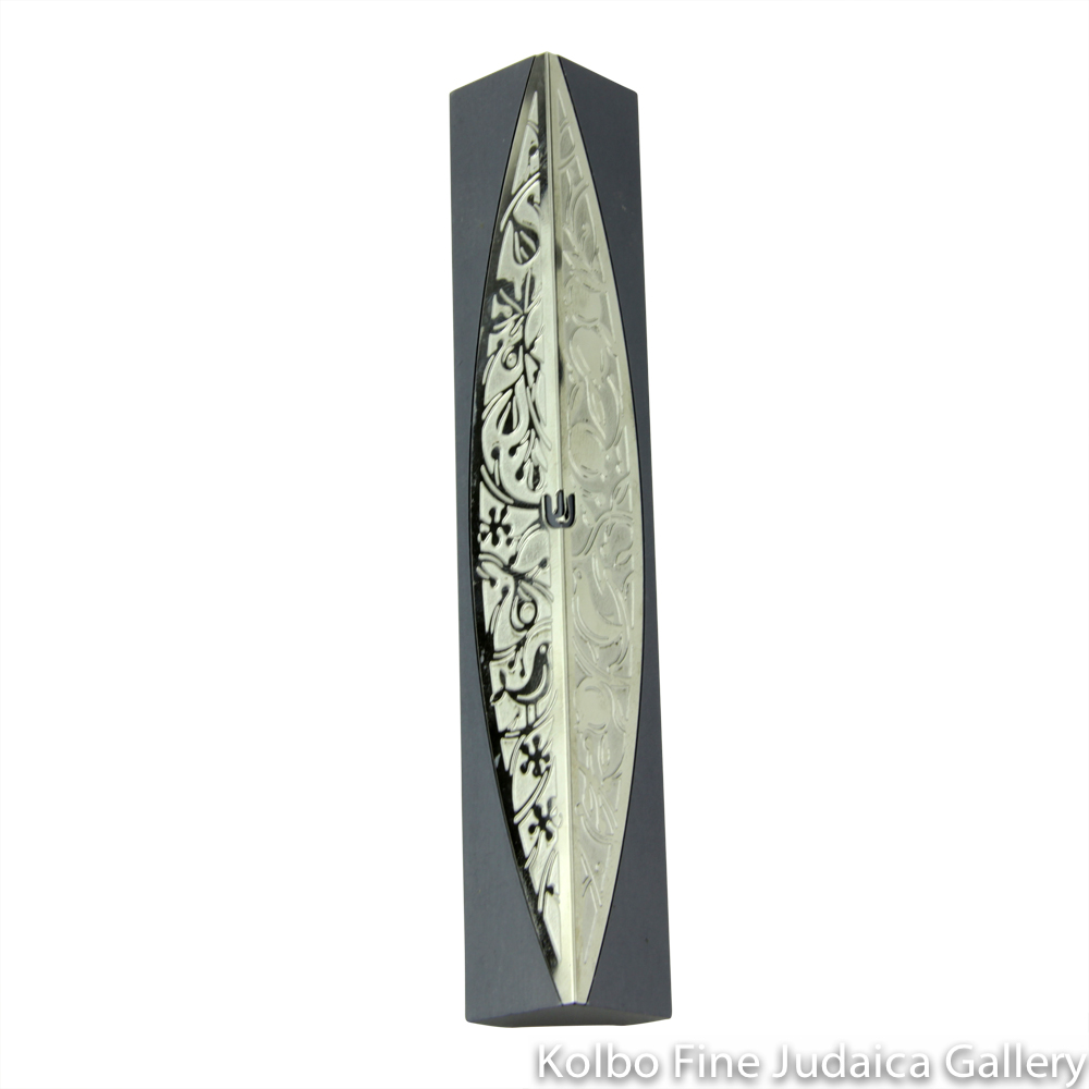 Mezuzah, Seven Species Design, Anodized Aluminum with 3D Triangular Front