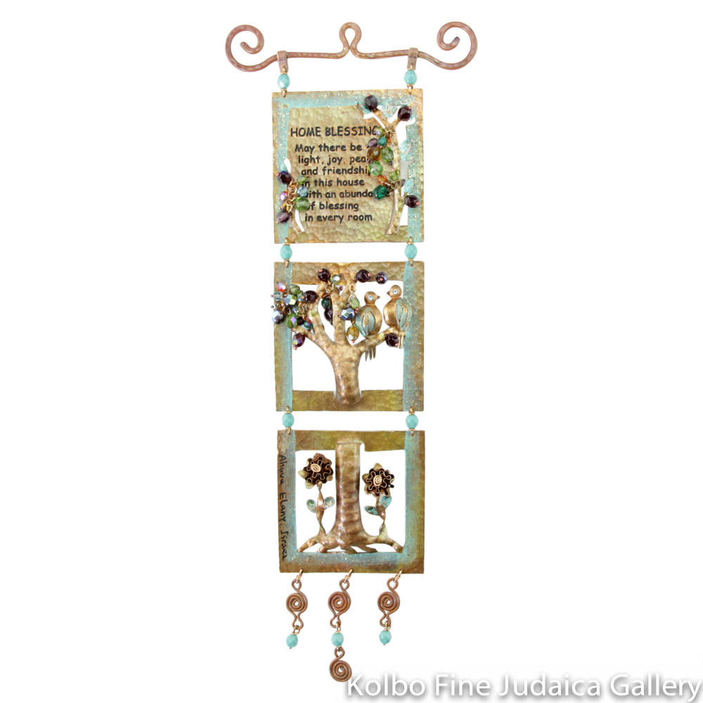 House Blessing, Tree of Life, Three 2’’ x 2’’ Squares, Copper with Beads