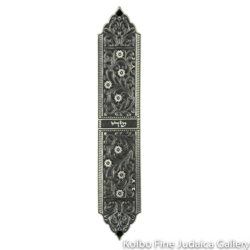 Mezuzah, Moroccan Floral Design in Pewter, Israel Museum Collection