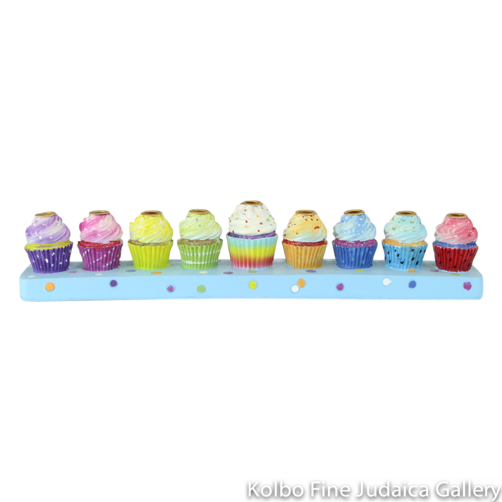 Menorah, Cupcake Design, Painted Resin