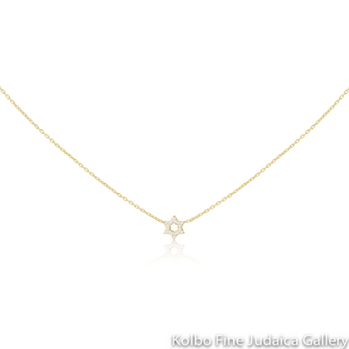 Necklace, Star of David, 6 Diamonds, 14K Yellow Gold