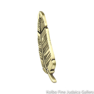 Mezuzah, Feather Design in Brass