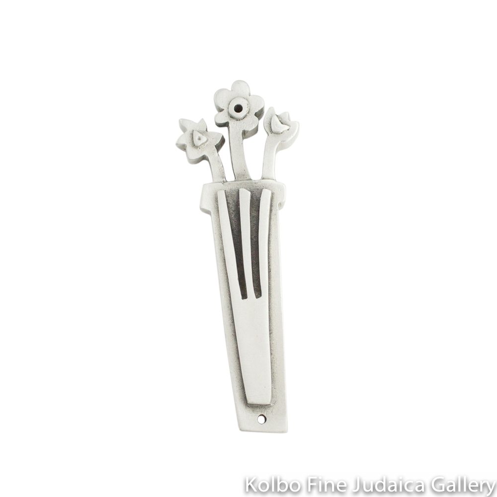 Mezuzah, Flowerpot Design in Pewter