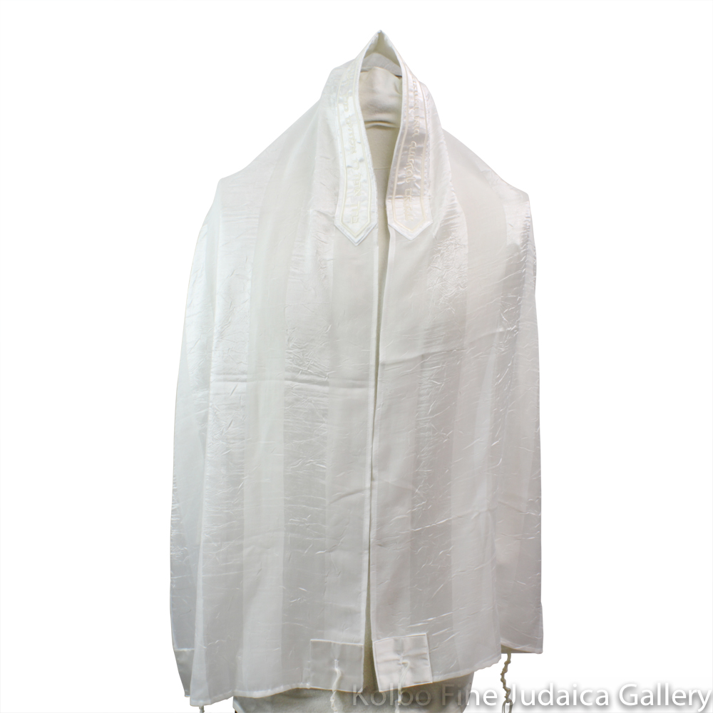 Tallit Set, Simple Stripes in Cream Chiffon