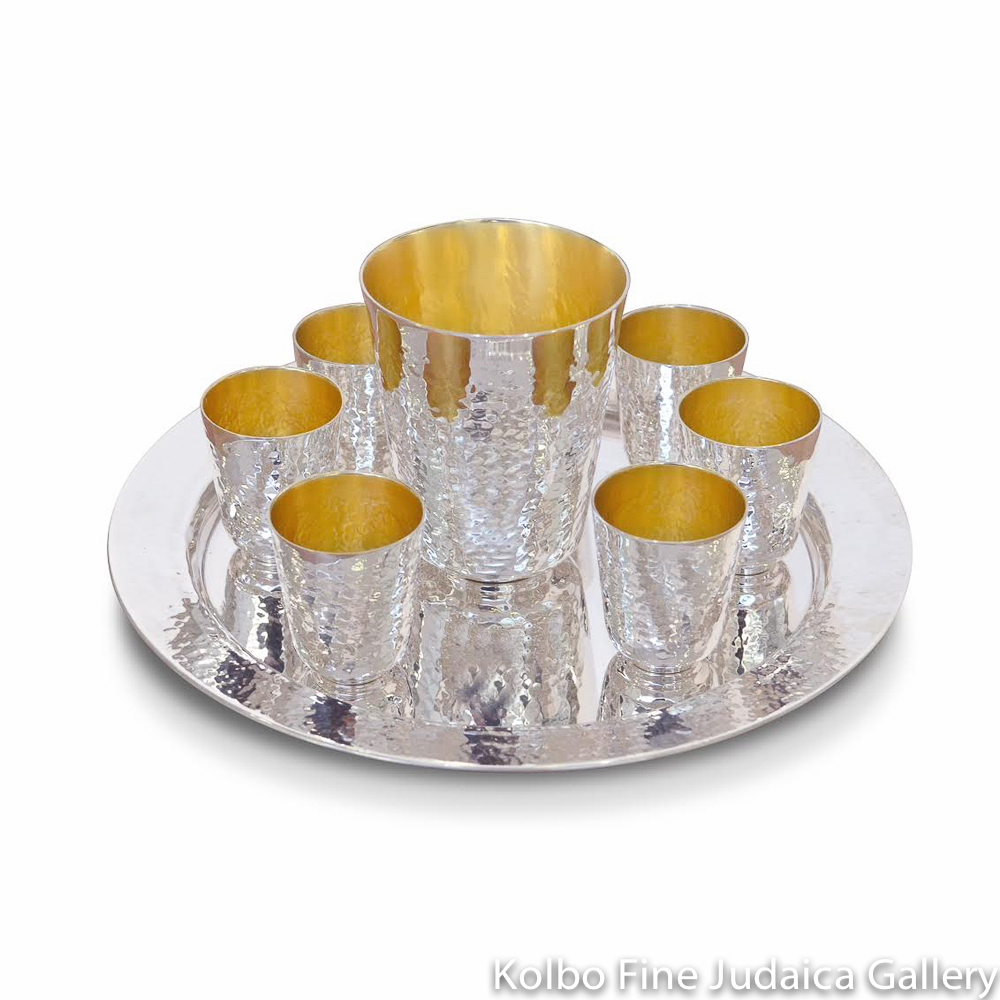 Liquor Set, Hammered Sterling Silver