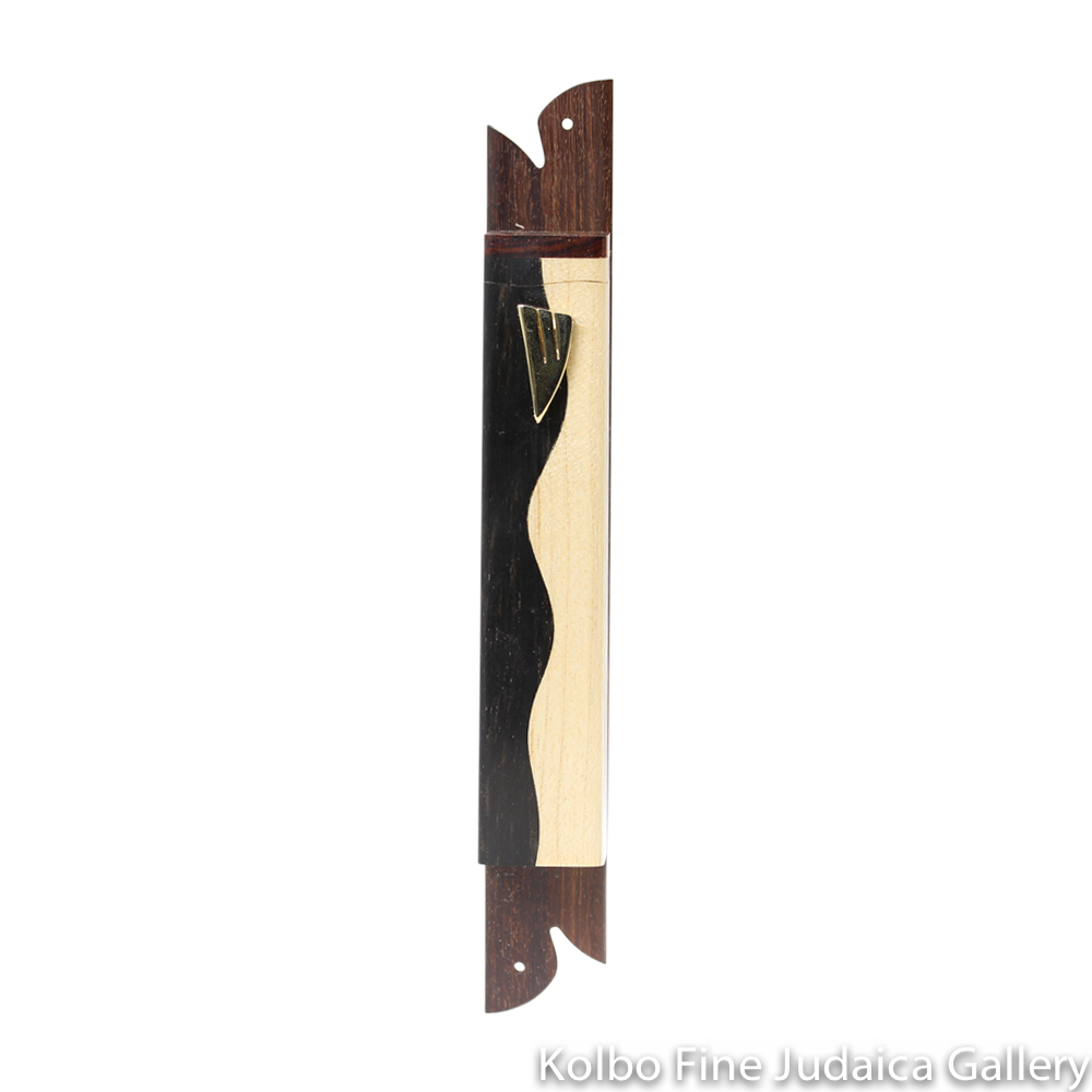 Mezuzah, Two-Tone Wave Design, Ebony and Maple