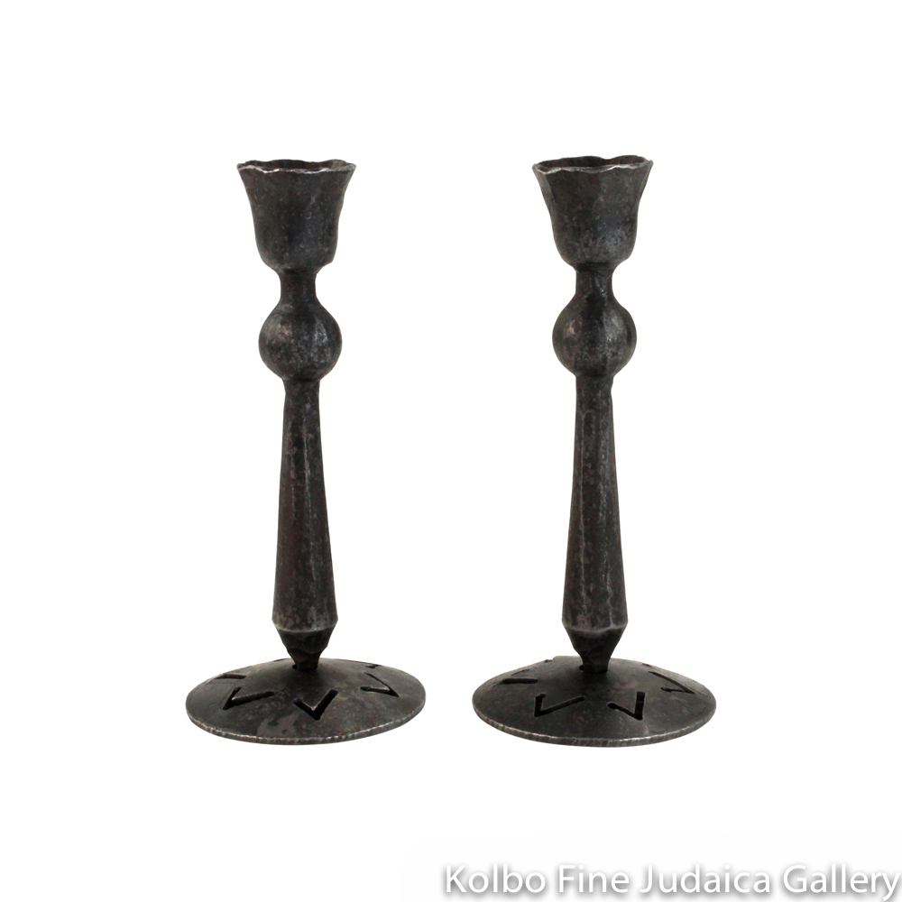 Candlesticks with Cutout Star, 6” Wrought Iron