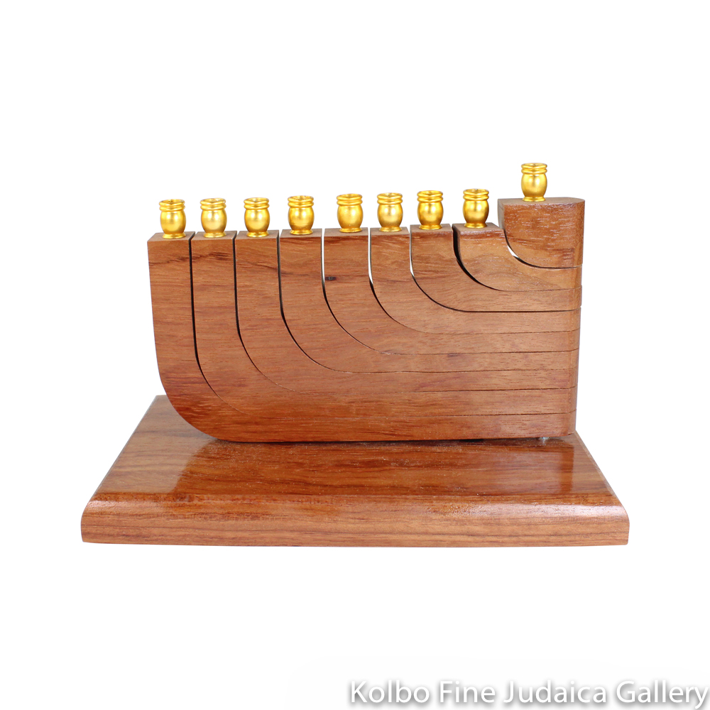 Menorah, Kinetic Design with Movable Arms in Bubinga Wood