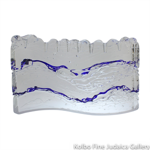 Menorah, S Shape and Blue Detail in Clear Glass