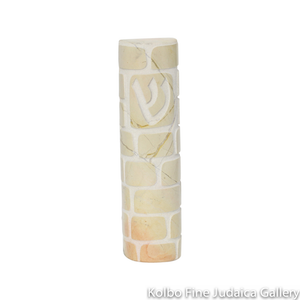 Mezuzah, Rounded Western Wall with Shin, Natural Jerusalem Stone