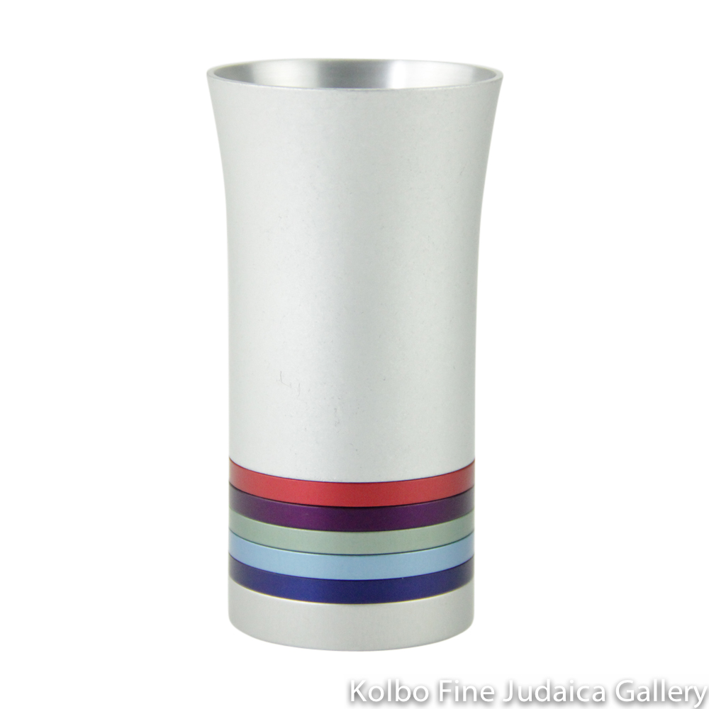 Kiddush Cup, Modern Anodized Aluminum Design with Multicolored Rings
