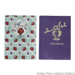 Notebook Set, Pomegranate Design, Full Color Cover and Gold Foil Set of Two, Lined Paper