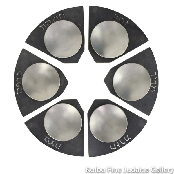 Seder Plate, Modular Star Design, Steel Bowls with Hebrew, Wrought Iron
