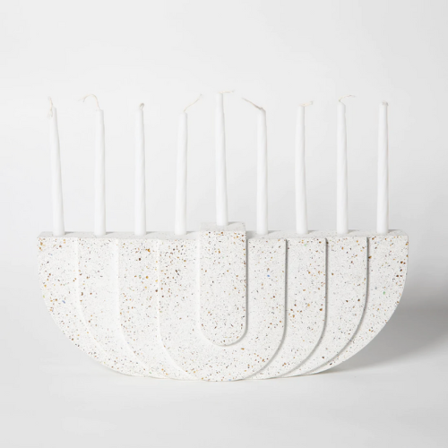 Menorah, White Terrazzo Concrete
