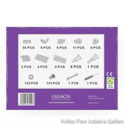 Nuts N Bolts Menorah Building Kit Kolbo Fine Judaica Gallery