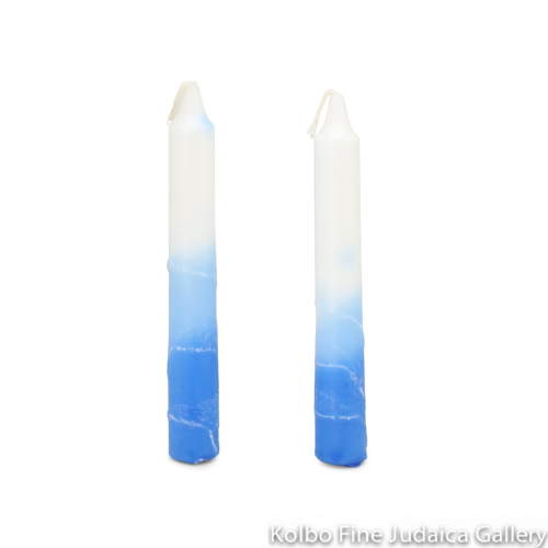 Shabbat Candles, Blue and White, Includes 12 Tapered Candles, Made in Israel