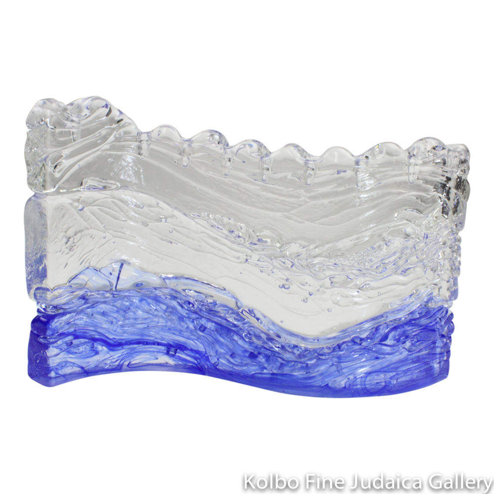 Menorah, Glass Wave with Blue Base