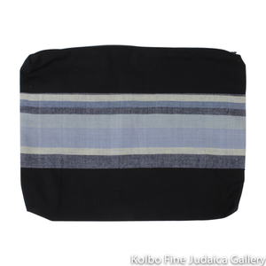 Tallit Set, Soft Tones of Gray, Ivory, and Black, Hand-Spun Cotton and Silk, with Bag, Ethically and Sustainably Made