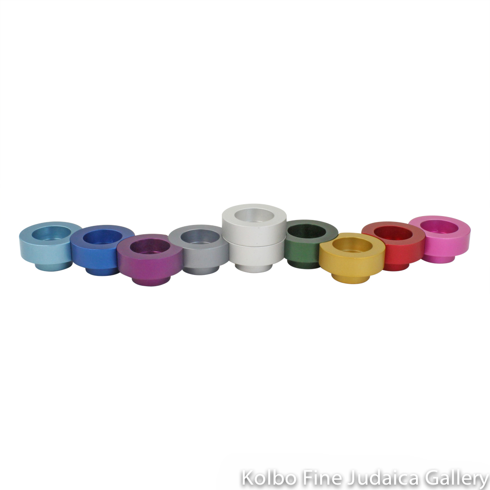 Menorah, Stackable Traveling Multicolor Rainbow, Anodized Aluminum