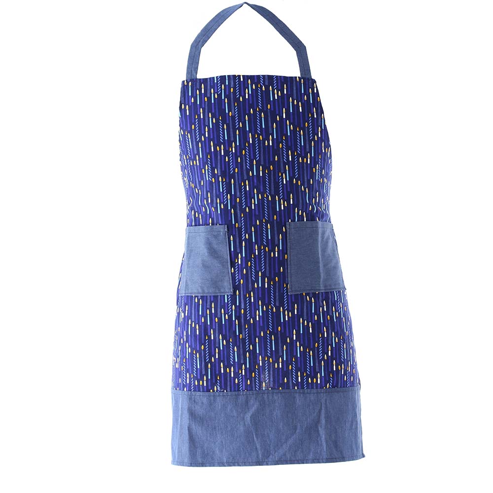 Apron, Joyous Chanukah Candles, Hand Sewn with Pockets