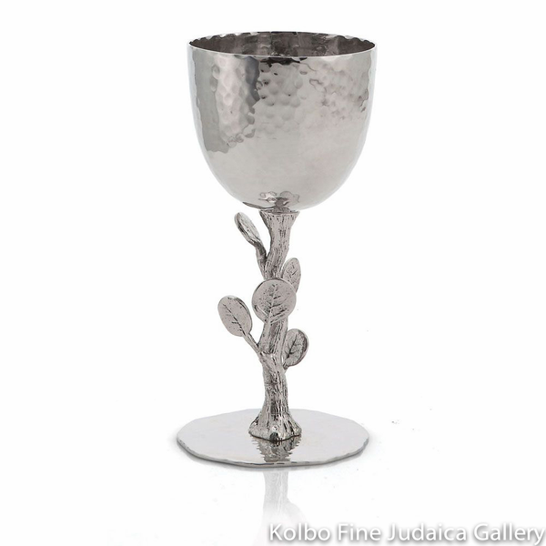 Kiddush Cup, Botanical Leaf, Stainless Steel and Nickel Plate