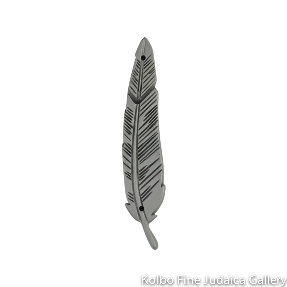 Mezuzah, Feather Design, Pewter