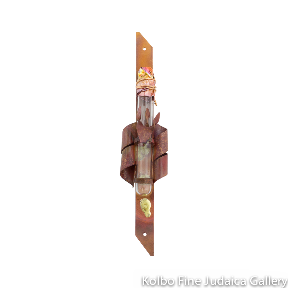 Mezuzah, Curled Edge Design, Copper