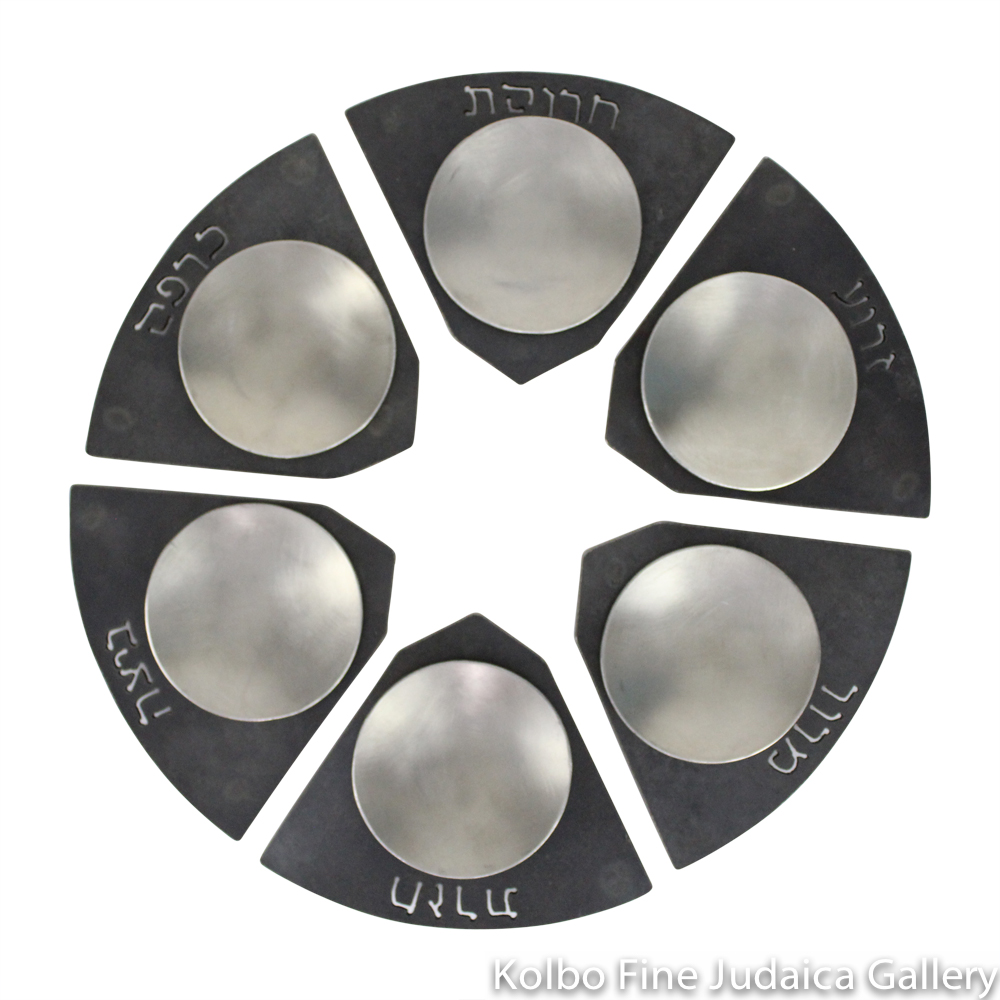 Seder Plate, Modular Star Design, Steel Bowls with Hebrew, Wrought Iro ...