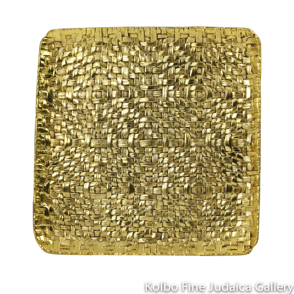 Matzah Plate, Palm Branch Design, Goldtone