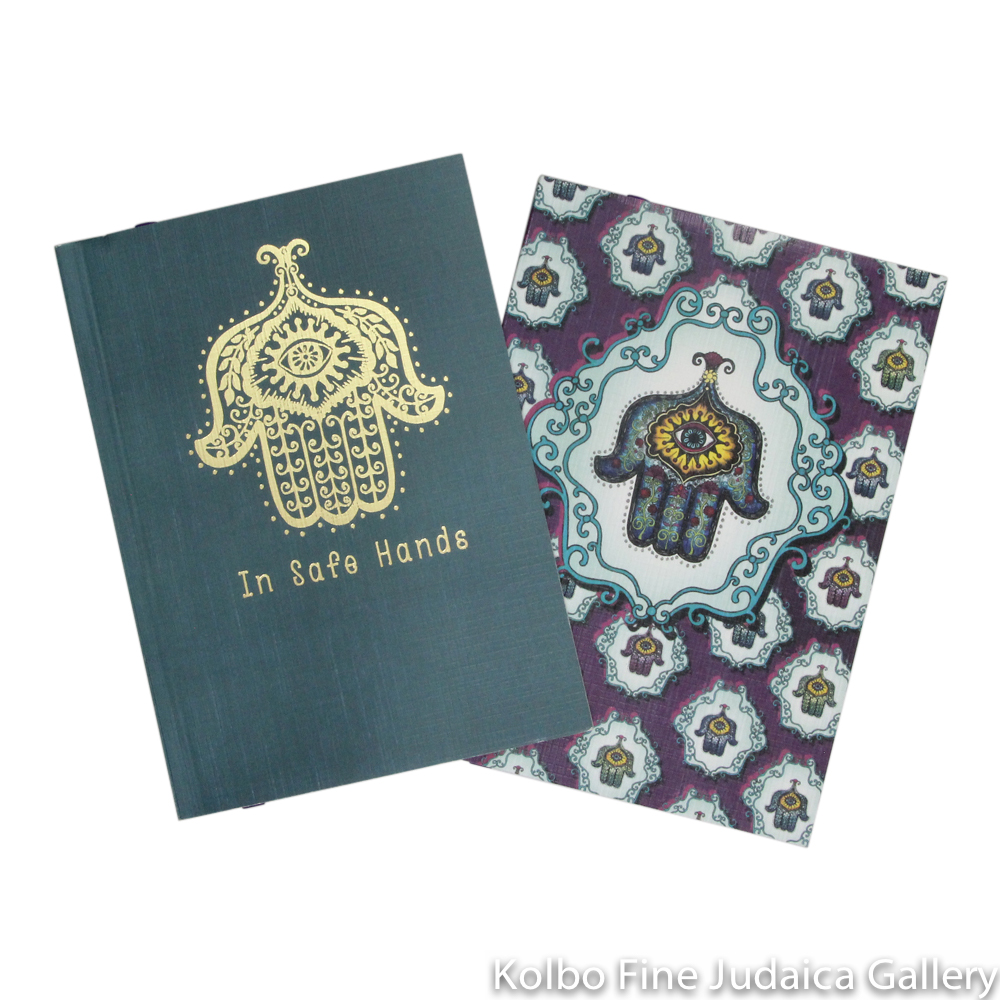 Notebook Set, In Safe Hands Design, Full Color Cover and Gold Foil Set of Two, Lined Paper