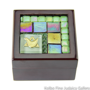 Jewelry Box, Green Mosaic with Charm, Each Piece is Unique