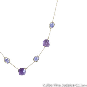 Necklace, Beaded Tanzanite and Amethyst, Gold-Filled