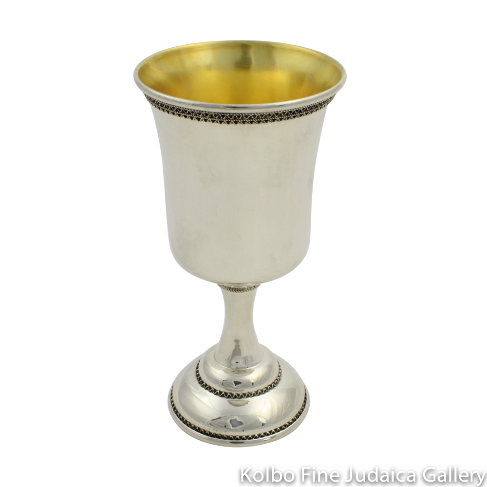 Kiddush Cup, Goblet Design with Filigree Wave, Sterling Silver