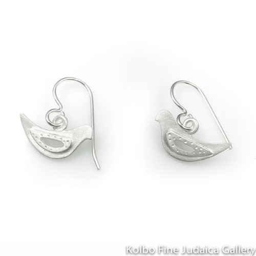 Earrings, Small Doves in Sterling Silver, On Wire