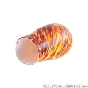 Breaking Glass and Pouch, Warm Colors, Red, Yellow, Orange Hand-Blown Glass
