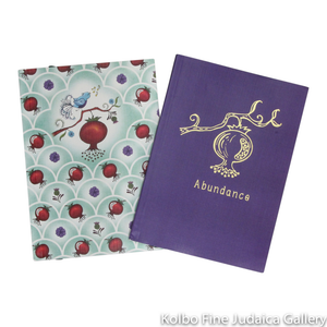 Notebook Set, Pomegranate Design, Full Color Cover and Gold Foil Set of Two, Lined Paper