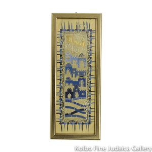 Jerusalem Skyline, Hand-Painted with Gold Detail, One Of A Kind, Rectangular, Framed