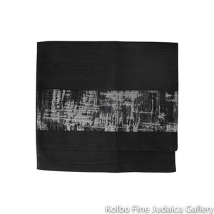 Tallit Set, Black and Silver Western Wall Design, Cotton