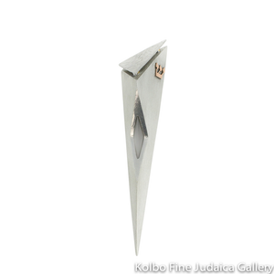 Mezuzah, Window Design with Raised Top and Stone Finish, Pewter with Copper Shin